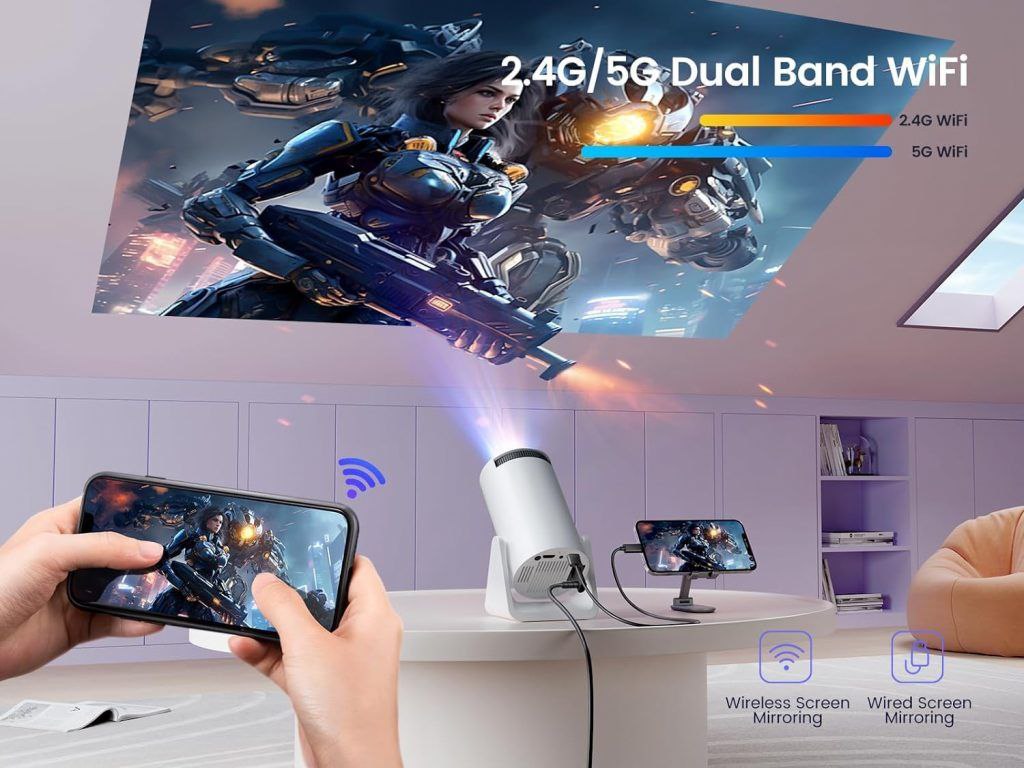 Andriod 5G Wifi Projector Home 4K Support With Youtube, Playstore, Netflix etc.